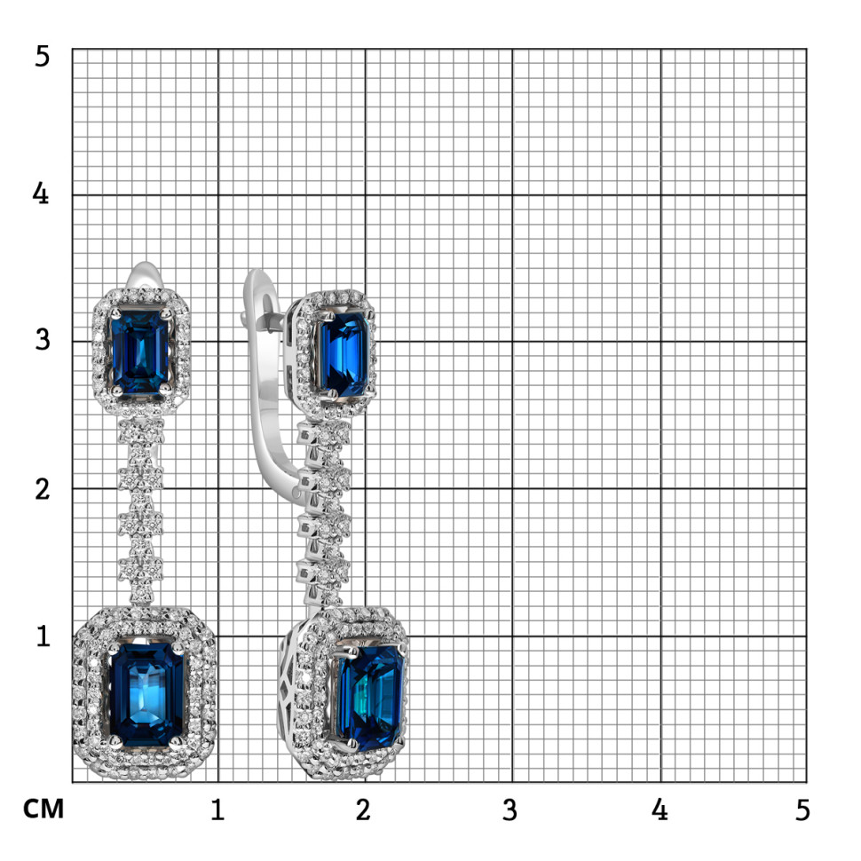 Серьги из белого золота с бриллиантами и сапфирами (049577)