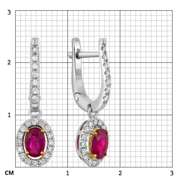 Серьги из белого золота с бриллиантами и рубинами (049876)