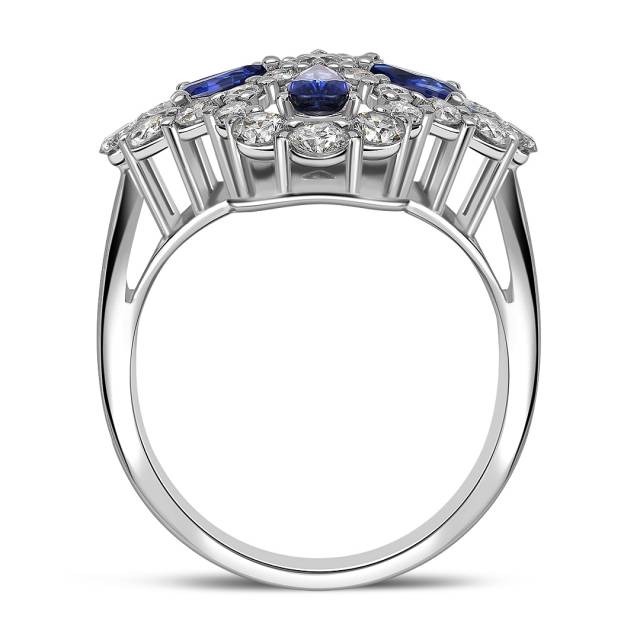 Кольцо из белого золота с бриллиантами и сапфирами (063705)