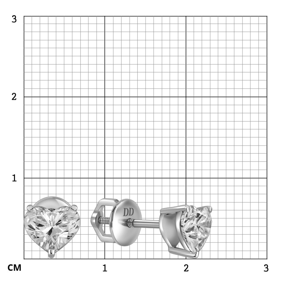 Серьги пусеты из белого золота с бриллиантами 