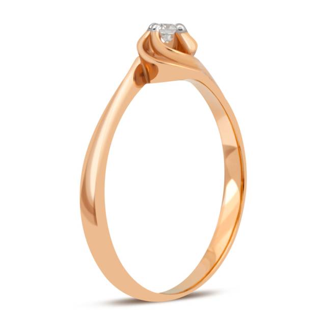 Помолвочное кольцо из красного золота с бриллиантом (032767)