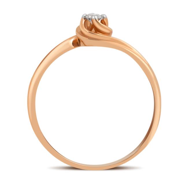 Помолвочное кольцо из красного золота с бриллиантом (032767)