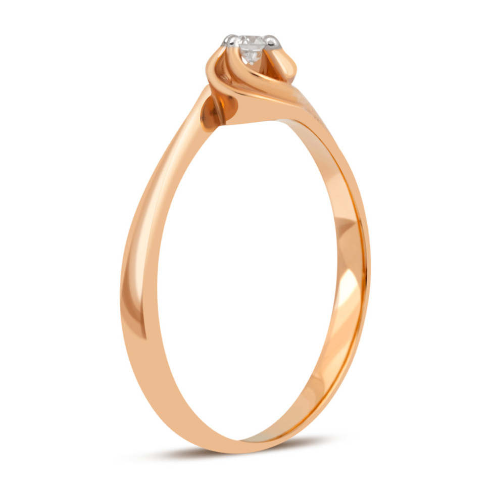 Помолвочное кольцо из красного золота с бриллиантом (032767)