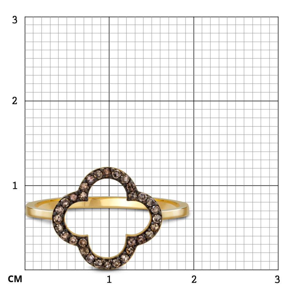 Кольцо из жёлтого золота с коньячными бриллиантами (048512)