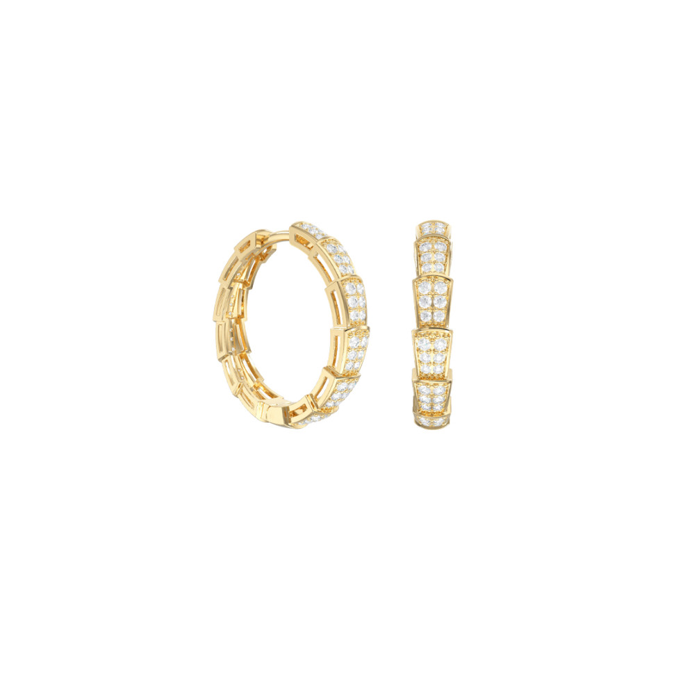 Серьги конго из жёлтого золота с фианитами (058633)