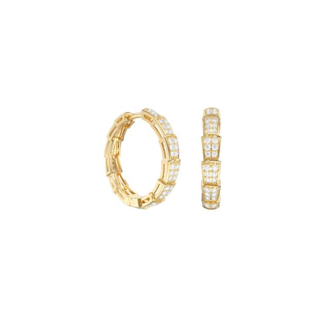 Серьги конго из жёлтого золота с фианитами (058633)