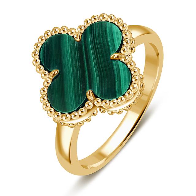 Кольцо из жёлтого золота с малахитом (057712)