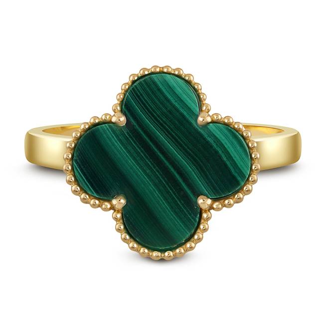 Кольцо из жёлтого золота с малахитом (057712)