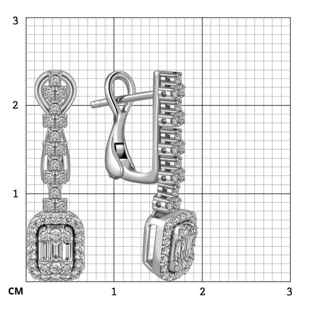 Серьги из белого золота с бриллиантами (055573)