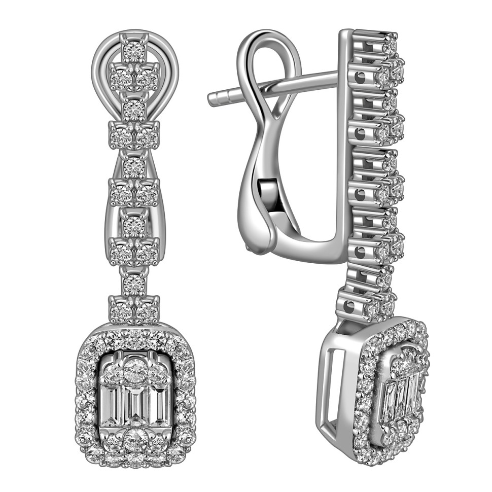 Серьги из белого золота с бриллиантами (055573)