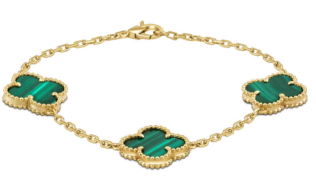 Браслет из жёлтого золота с малахитами (057704)