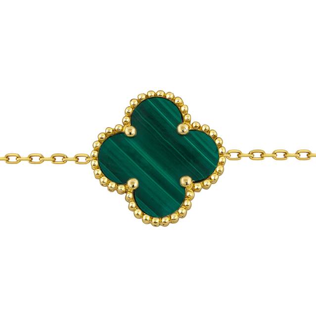 Браслет из жёлтого золота с малахитами (057704)