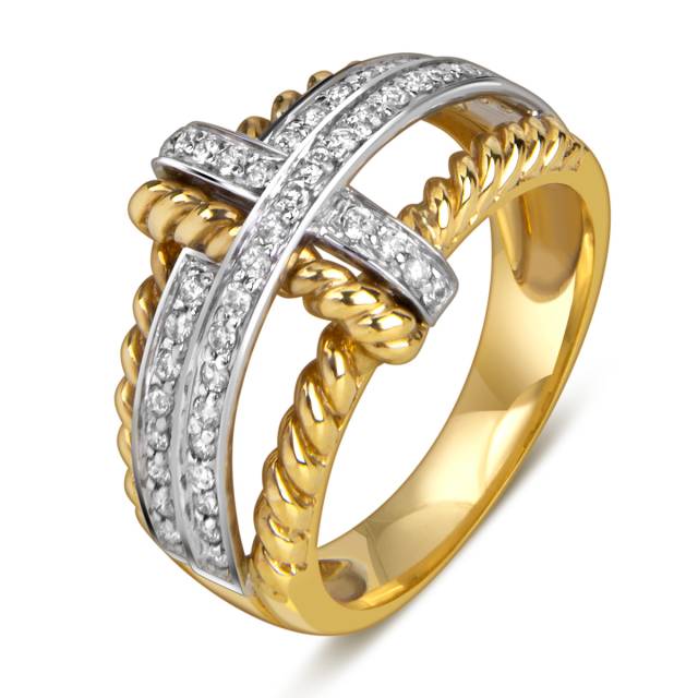 Кольцо из комбинированного золота с бриллиантами (022159)