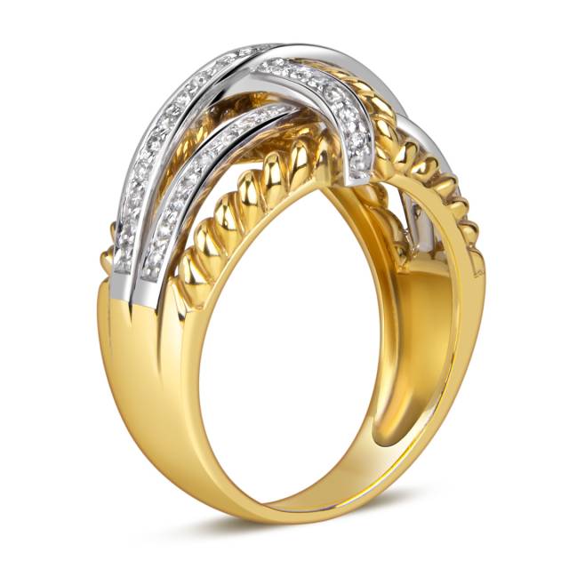 Кольцо из комбинированного золота с бриллиантами (022159)