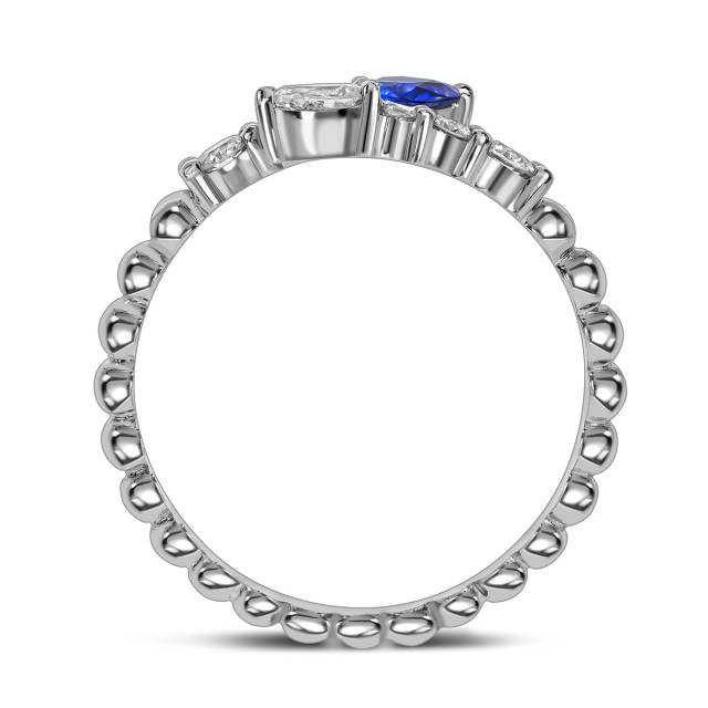 Кольцо из белого золота с бриллиантами и сапфиром (060994)