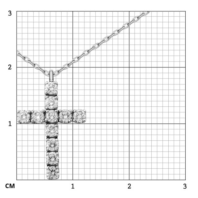 Колье Крест из белого золота с бриллиантами (039952)