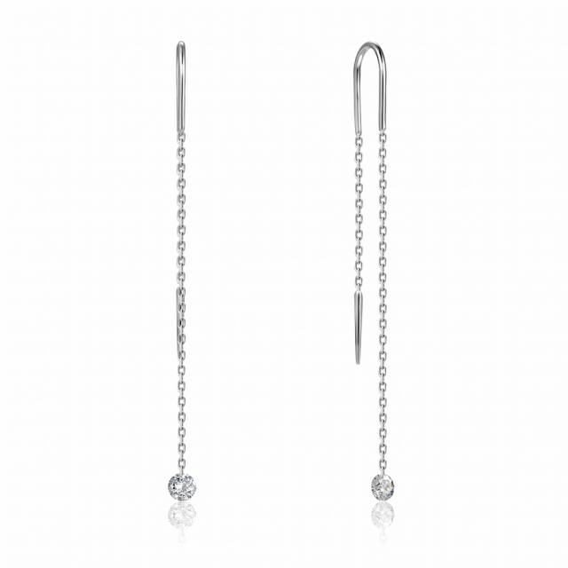Серьги протяжки из белого золота с бриллиантами (047669)