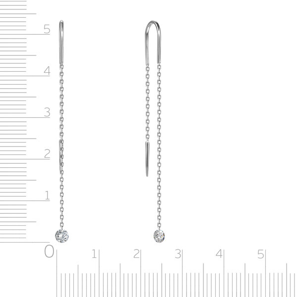 Серьги протяжки из белого золота с бриллиантами (047669)