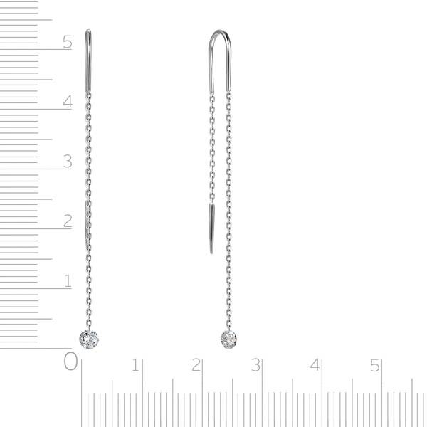 Серьги протяжки из белого золота с бриллиантами (047669)