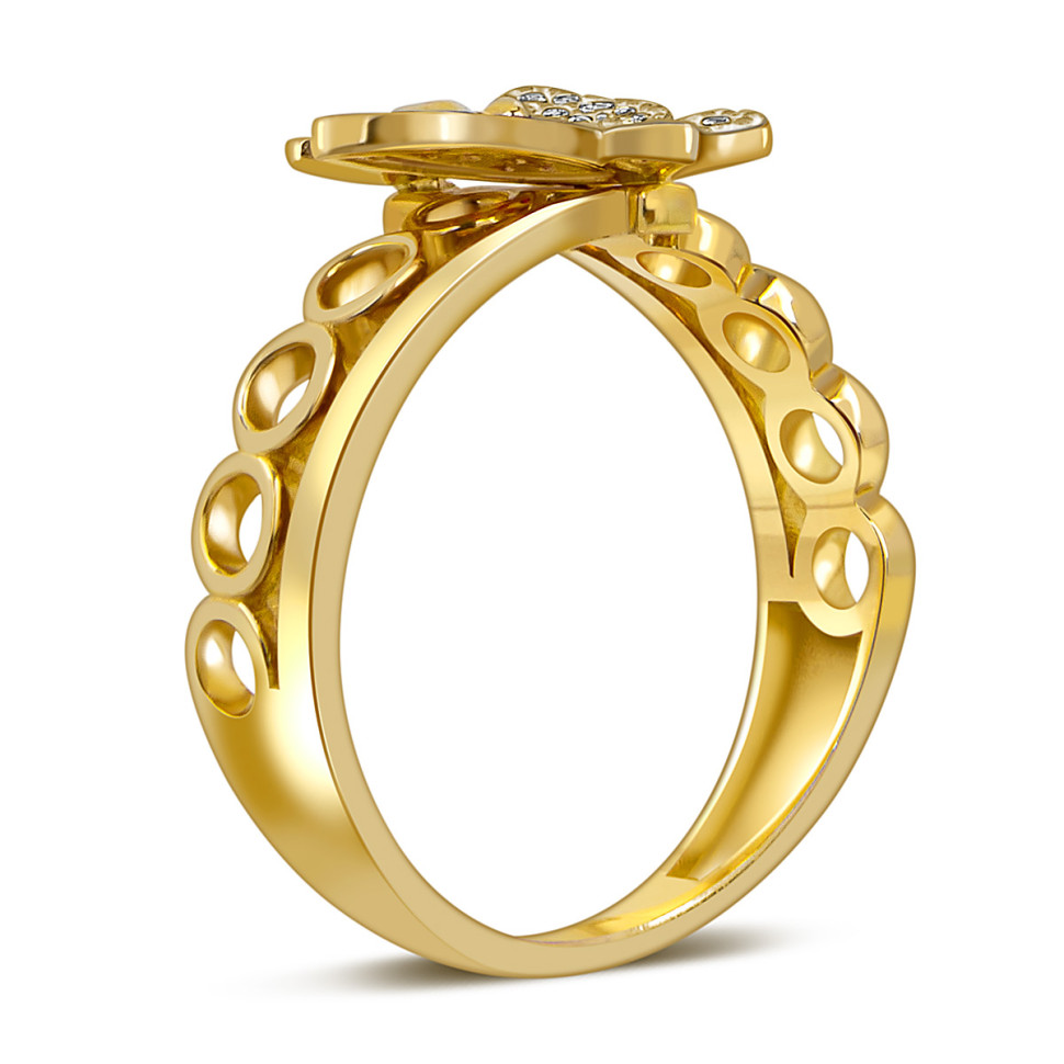 Кольцо из жёлтого золота с фианитами 