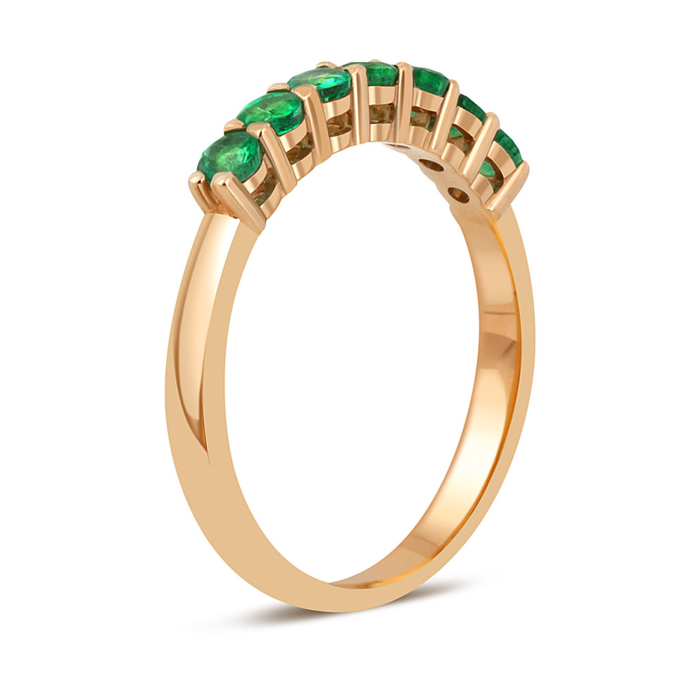 Обручальное кольцо из красного золота с изумрудами (049771)