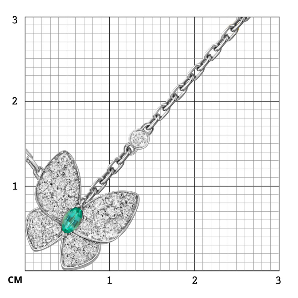Колье из белого золота с бриллиантами и изумрудом 