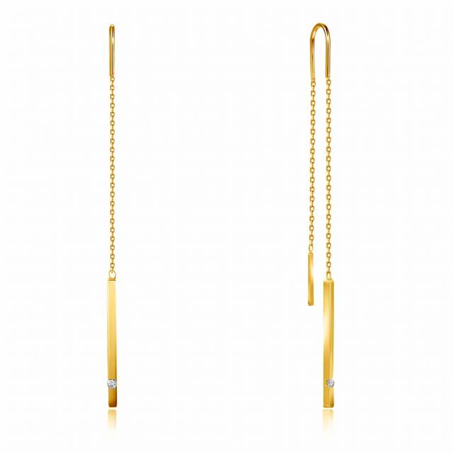 Серьги протяжки из жёлтого золота с бриллиантами (047663)