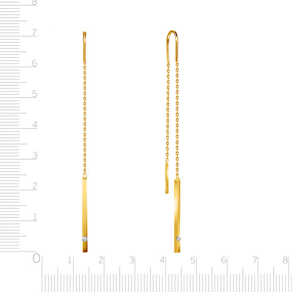 Серьги протяжки из жёлтого золота с бриллиантами (047663)
