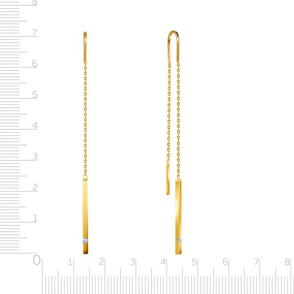 Серьги протяжки из жёлтого золота с бриллиантами (047663)