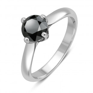 Помолвочное кольцо из белого золота с чёрным бриллиантом (049310)