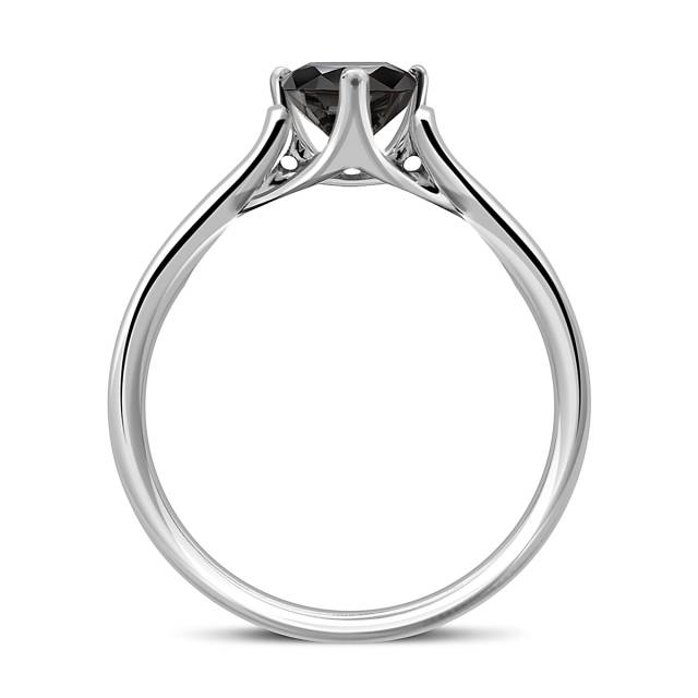 Помолвочное кольцо из белого золота с чёрным бриллиантом (049310)