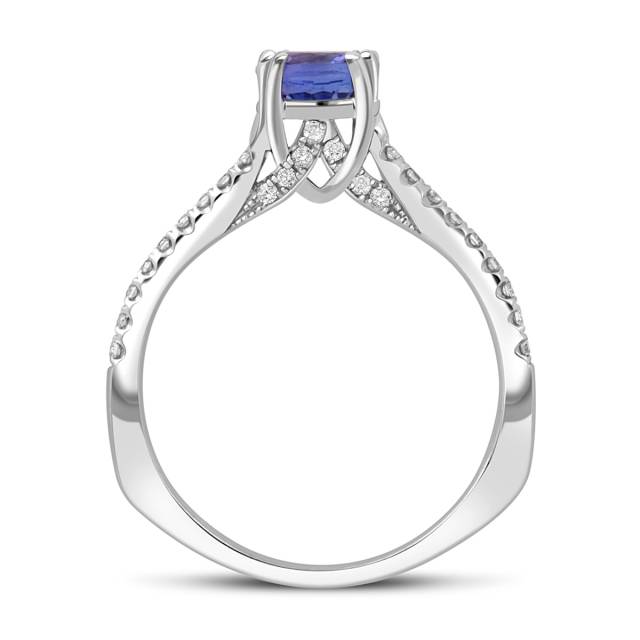 Помолвочное кольцо из белого золота с бриллиантами и танзанитом (044232)