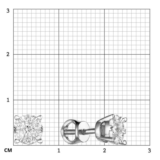 Серьги пусеты из белого золота с бриллиантами (059054)