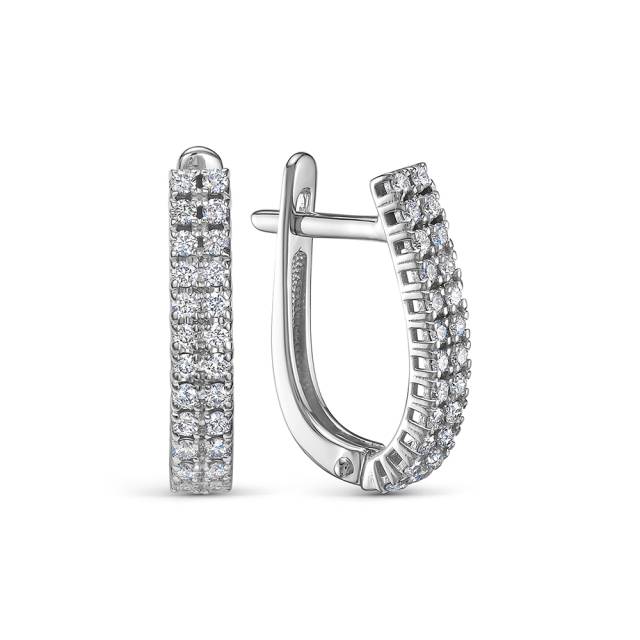 Серьги из белого золота с бриллиантами (064068)