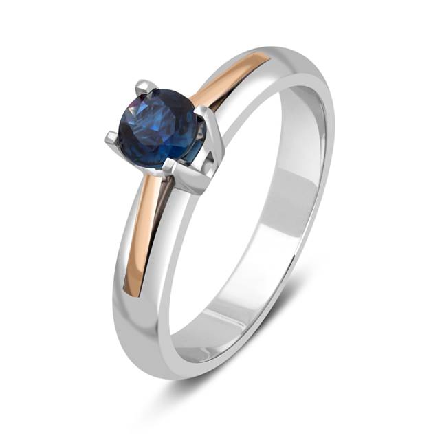 Помолвочное кольцо из комбинированного золота с сапфиром (043208)