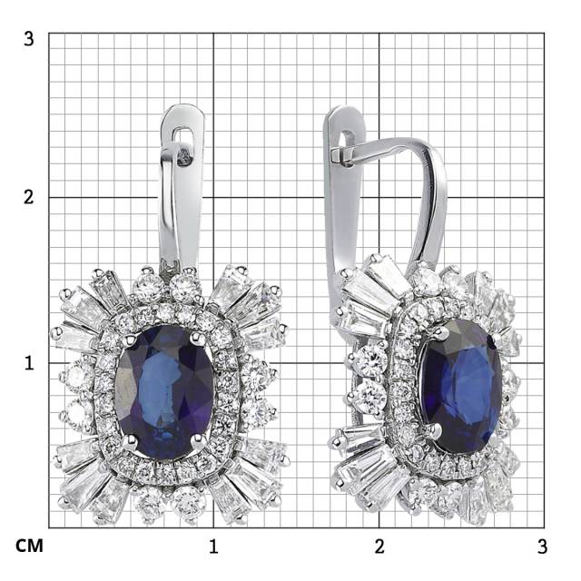 Серьги из белого золота с бриллиантами и сапфирами (054590)