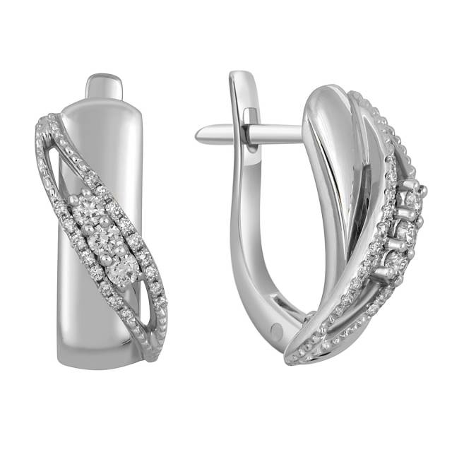 Серьги из белого золота с бриллиантами (050407)
