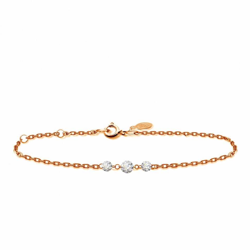 Браслет из красного золота с бриллиантами (047744)