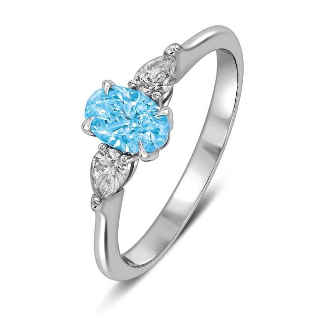 Помолвочное кольцо из белого золота с голубым бриллиантом (060587)