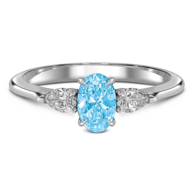 Помолвочное кольцо из белого золота с голубым бриллиантом (060587)