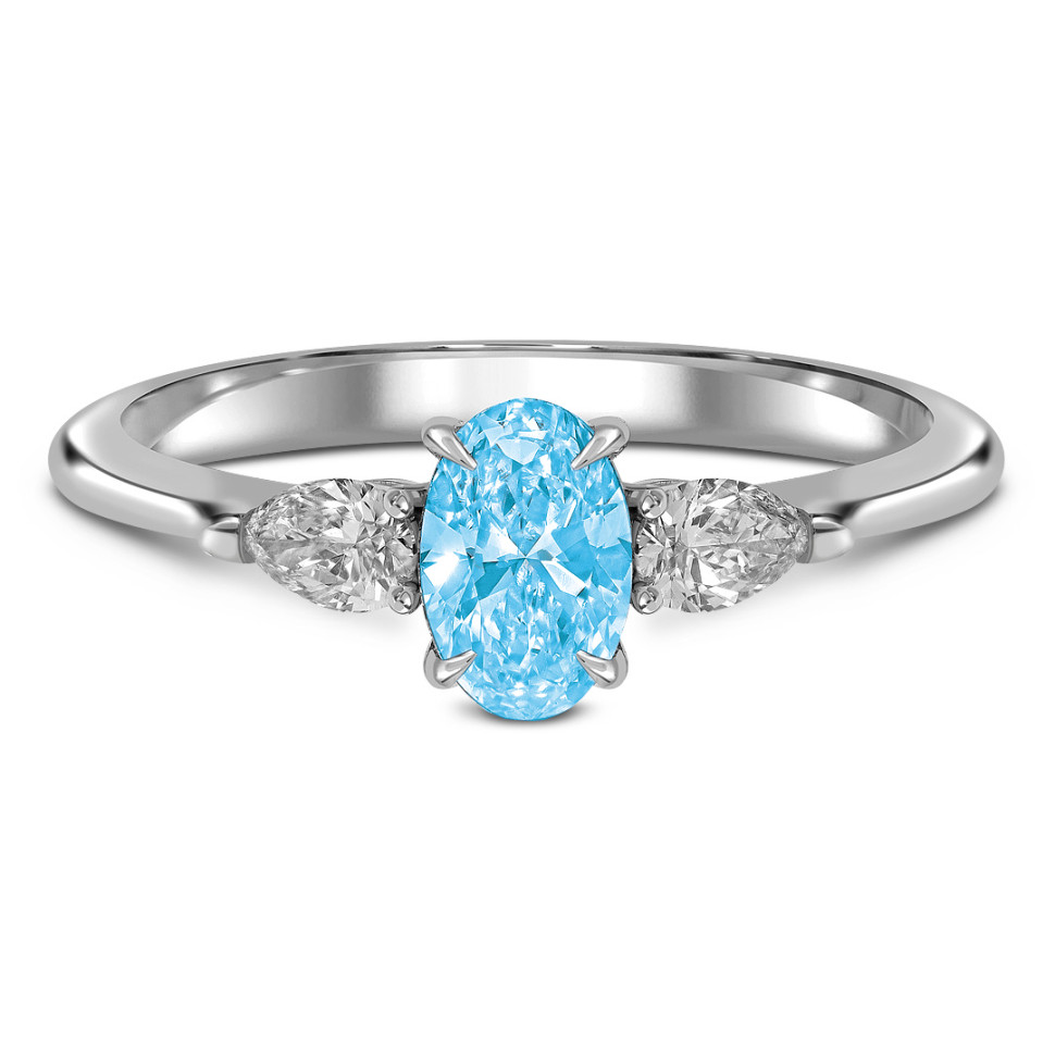 Помолвочное кольцо из белого золота с голубым бриллиантом (060587)