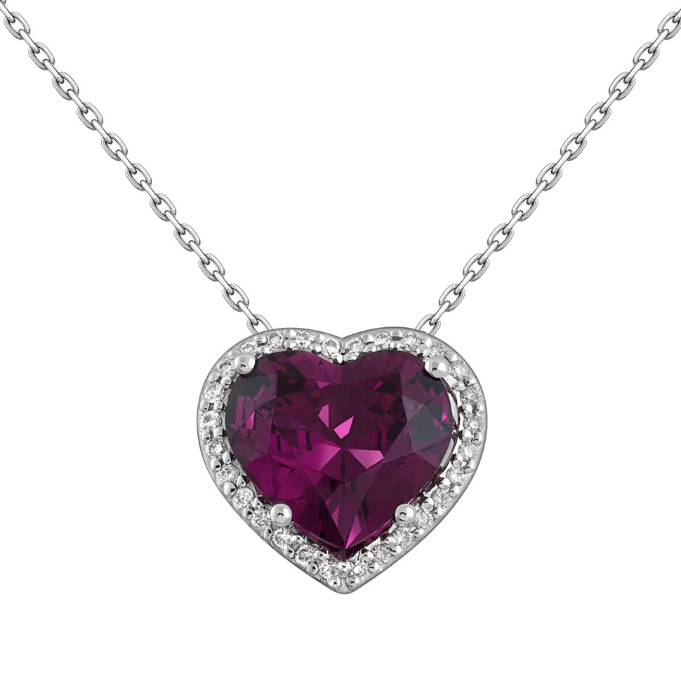 Колье из белого золота с бриллиантами и аметистом 