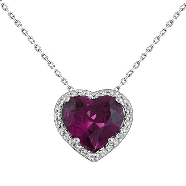 Колье из белого золота с бриллиантами и аметистом "Сердце" (063677)
