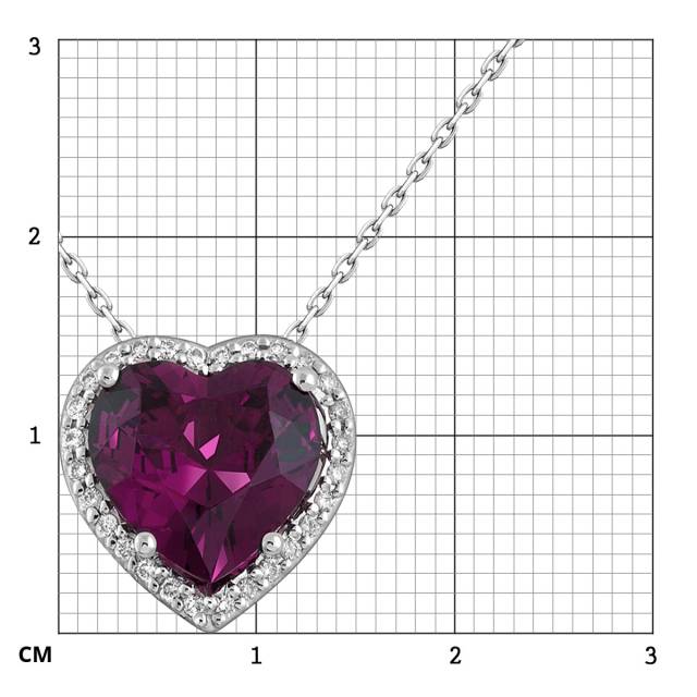 Колье из белого золота с бриллиантами и аметистом "Сердце" (063677)