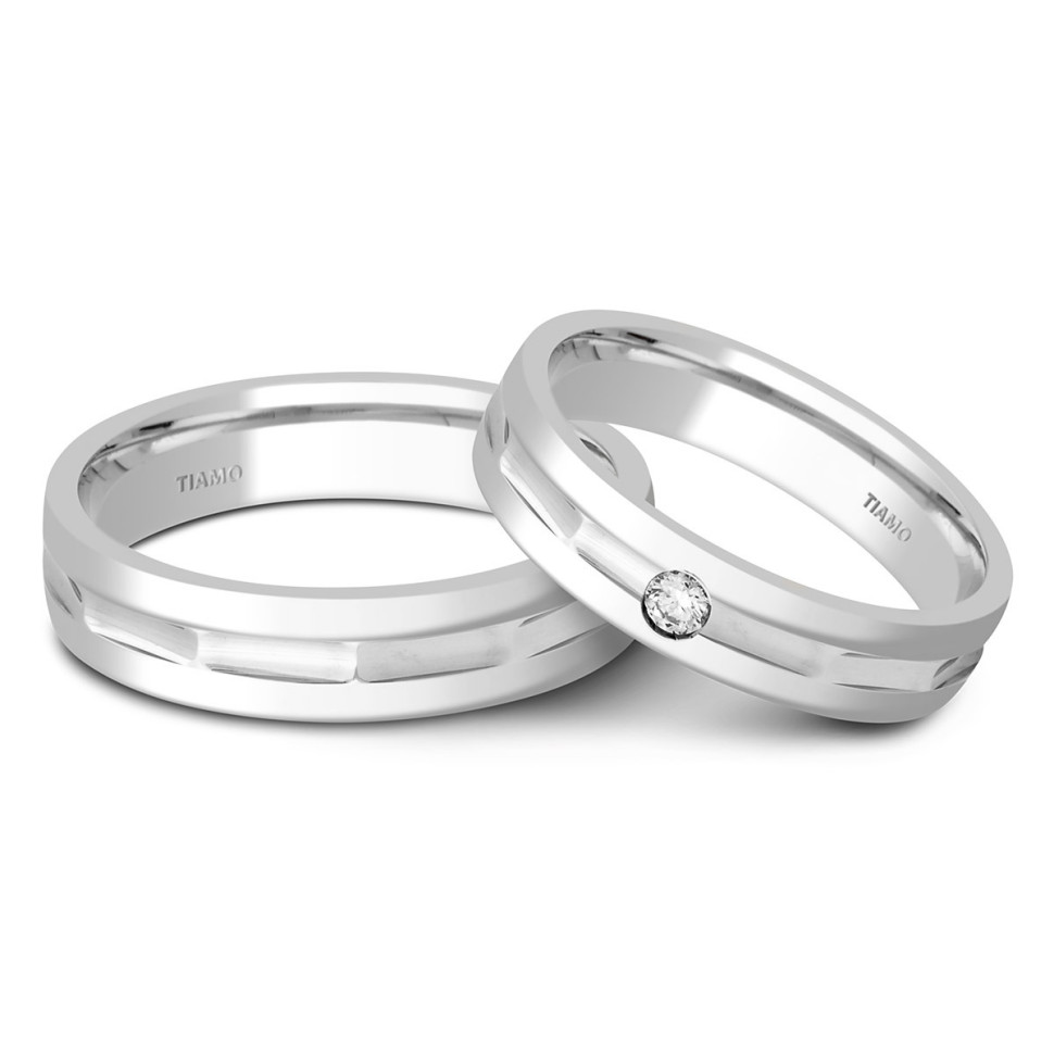 Обручальное кольцо из белого золота  Tiamo (000064)