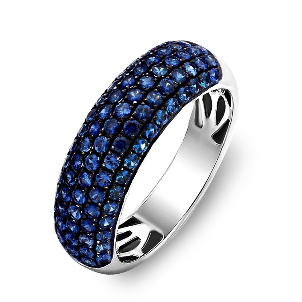 Кольцо из белого золота с сапфирами (001349)