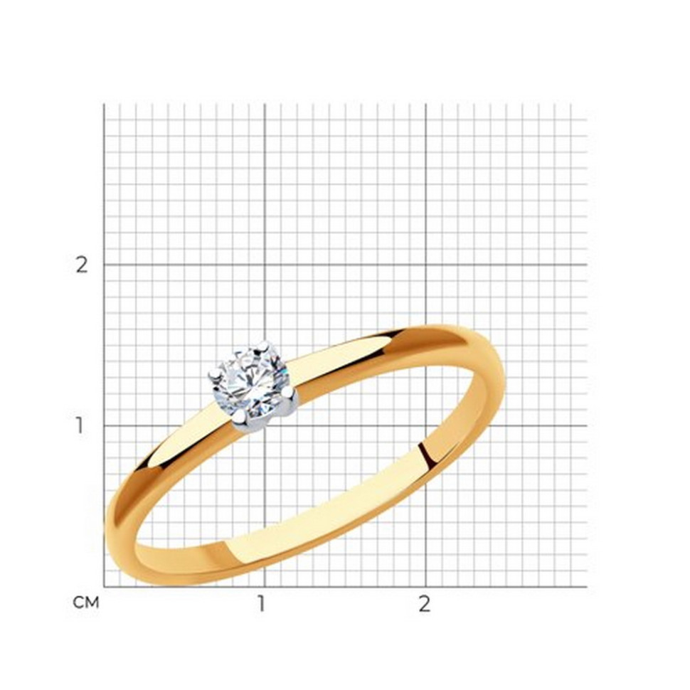 Помолвочное кольцо из красного золота с бриллиантом (042886)