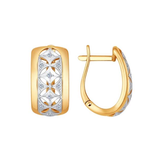 Серьги из комбинированного золота с бриллиантами (025140)