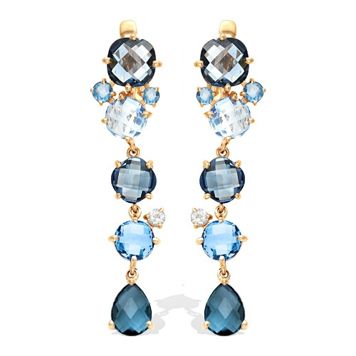 Серьги из красного золота с топазами (041563)