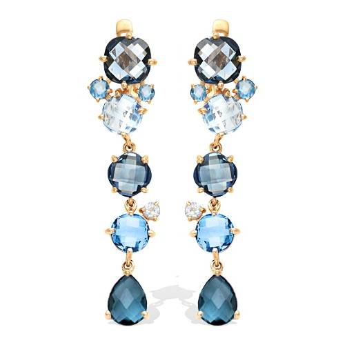 Серьги из красного золота с топазами (041563)